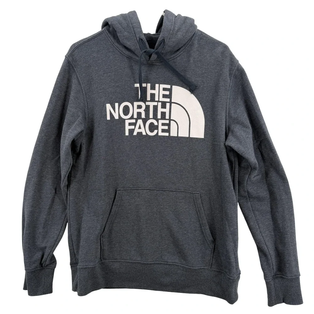 The North Face Hoodie Mens Medium Gray Half Dome Pullover Sweatshirt Logo Fleece